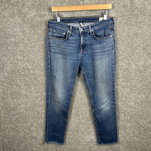 Rag‎ & Bone Dre Low Rise Slim Boyfriend Jeans Women's 28x26 Blue Stretch Denim - Picture 1 of 10